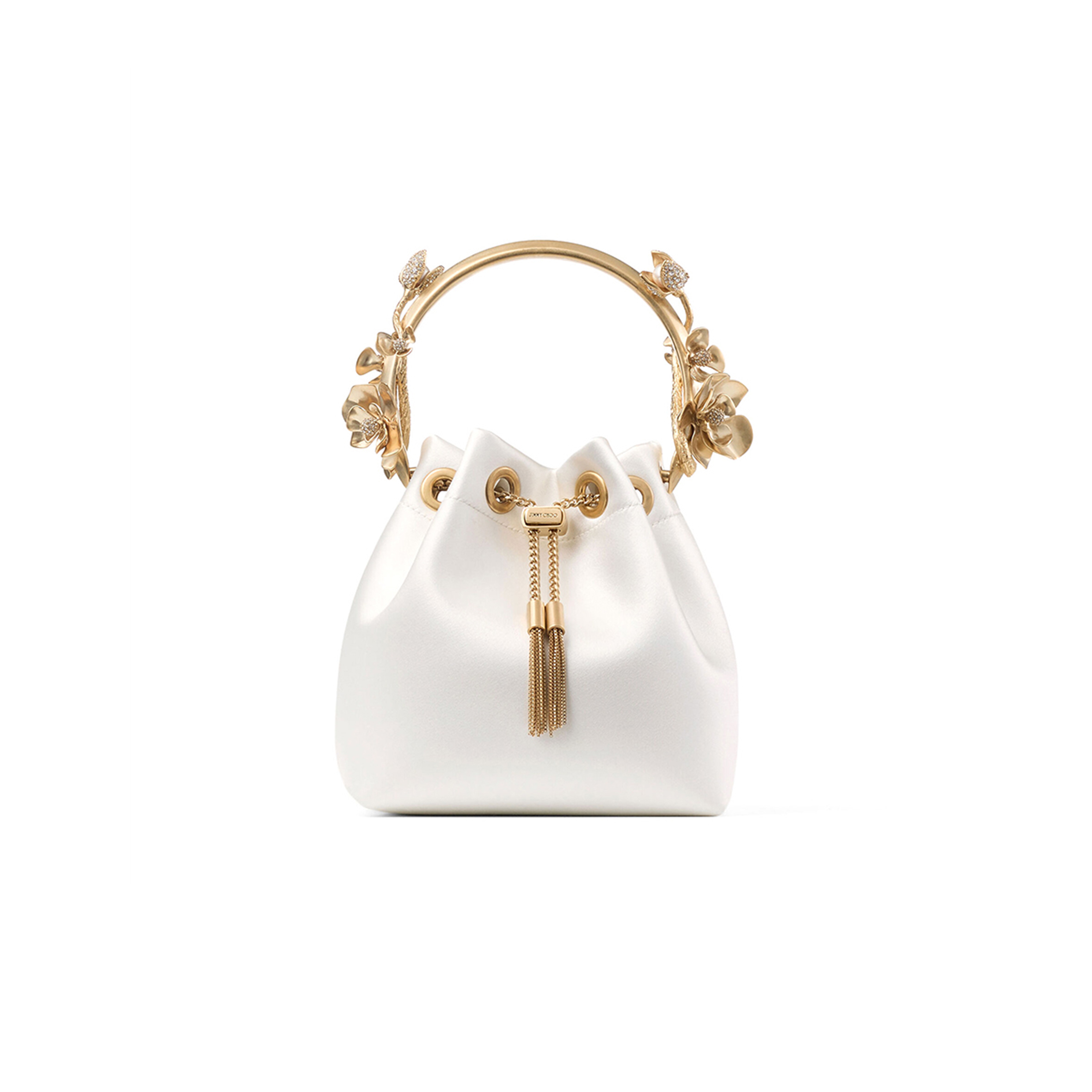 JIMM YCHOO BON BON IVORY SATIN FLOWER BAG BONBONIFE010003 (15*14*9.5cm)